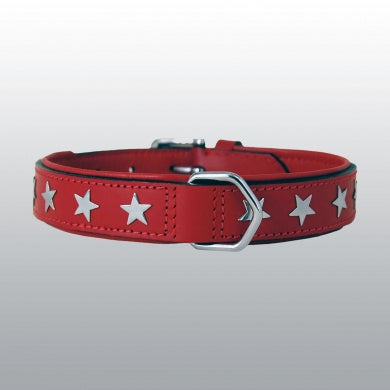 COLLIER CUIR ROUGE ETOIL.20MM 33-37