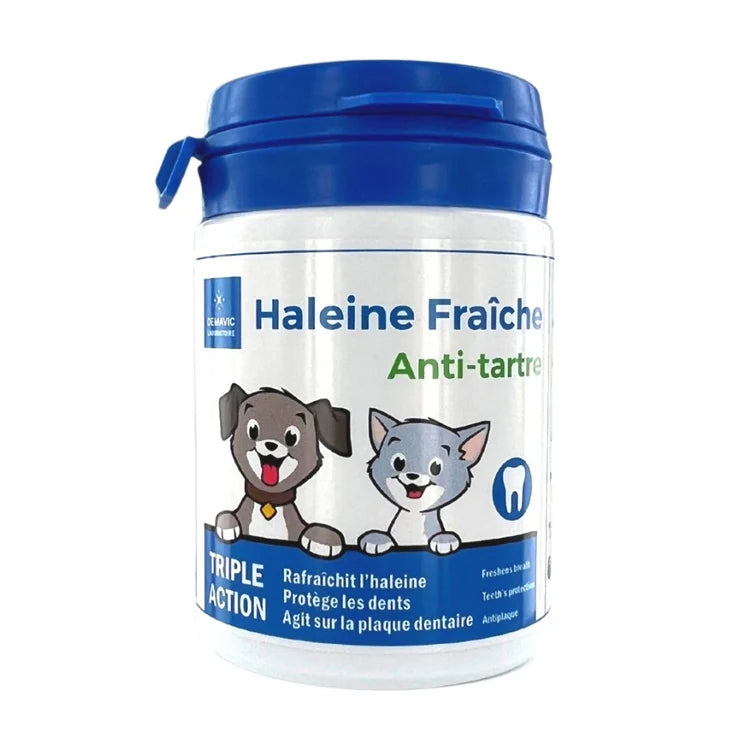 Poudre Haleine Fraîche Anti-tartre Triple action 60 g chien, chat